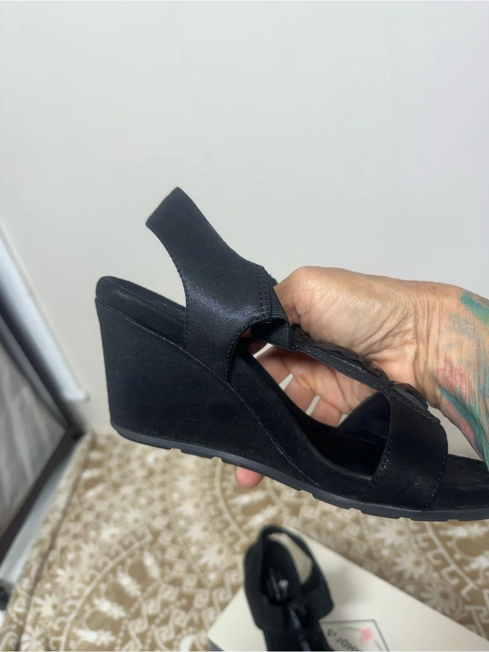 Black Jeweled T-Strap Women's Sandal